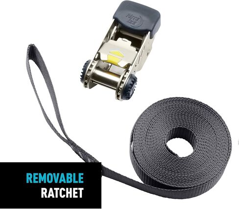 Nite Ize CamJam HookLock Ratchet Strap System - Adjustable, Heavy-Duty Tie Down Straps - Cargo Attachment with Spring-Actuated Hooks - Includes Ratchets, Hooks, Webbing & Storage - Large (2 Pack) in Kuwait