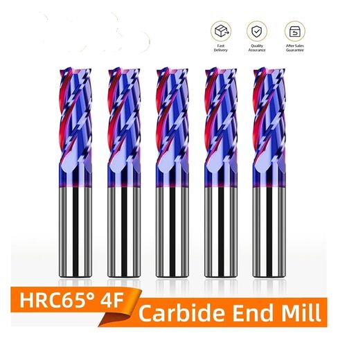 1pcs HRC65 Carbide End Mill 4 Flute Metal Milling Cutter Tool CNC Machining Coating Flat End Mills for Stainless Steel (D3.5xD4x50L) in Kuwait