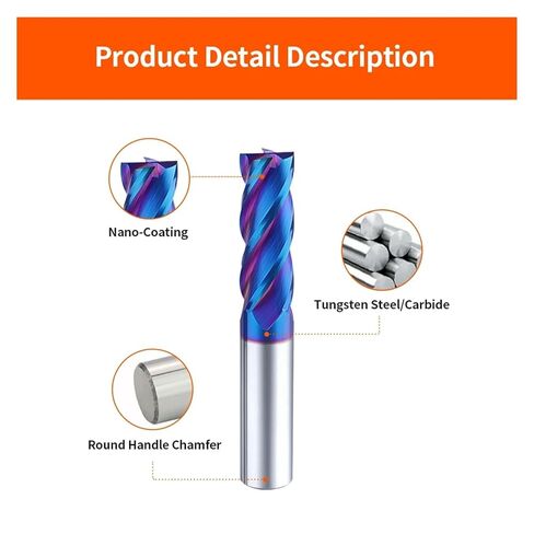 1pcs HRC65 Carbide End Mill 4 Flute Metal Milling Cutter Tool CNC Machining Coating Flat End Mills for Stainless Steel (D3.5xD4x50L) in Kuwait