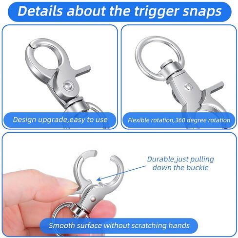 30 PCS Trigger Snap Hooks 2.36'' x 0.98'' Heavy Duty Swivel Snap Hooks Metal Clasps Lanyard Clips for Pet Cage Key Chains in Saudi Arabia