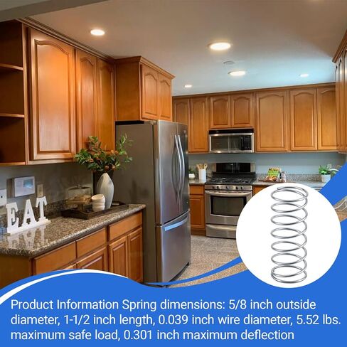 9727 زنبرك ضغط، زنبرك ضغط ميكانيكي، 0.041 GA × 5/8 بوصة × 1-1/2 بوصة للاستخدام في مجموعة متنوعة من التطبيقات، الأجهزة والسيارات والأدوات والأجهزة الميكانيكية والمزيد (4 عبوات) in Kuwait