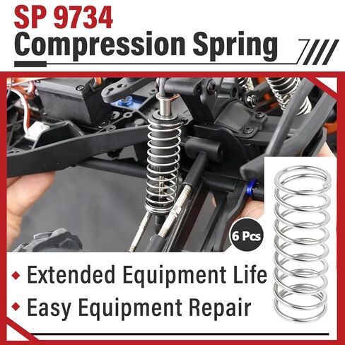 6 Pcs SP 9734 Compression Spring, Spring Steel, 0.105 in x 1-1/8 in x 3 in in Kuwait