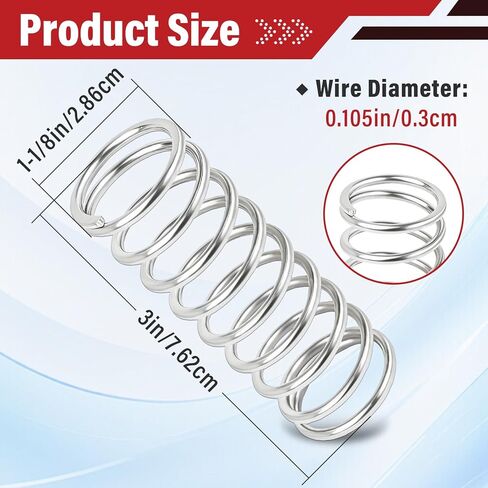 6 Pcs SP 9734 Compression Spring, Spring Steel, 0.105 in x 1-1/8 in x 3 in in Kuwait