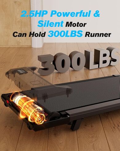 وسادة المشي SupeRun، جهاز مشي تحت المكتب، جهاز مشي محمول 3 في 1 مع شاشة LED للتحكم عن بعد، جهاز ركض هادئ بقوة 2.5 حصان للاستخدام المنزلي المكتبي، سعة 300 رطل in Kuwait