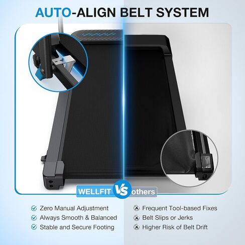 WELLFIT Folding Treadmill with Incline,320+ lbs Capacity Portable Treadmills with Handlebar, Under Desk Treadmill for Home Office,Low Noise Walking Pad with Smart Voice Control for Jogging Running in Kuwait