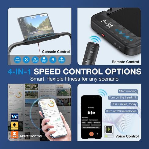 WELLFIT Folding Treadmill with Incline,320+ lbs Capacity Portable Treadmills with Handlebar, Under Desk Treadmill for Home Office,Low Noise Walking Pad with Smart Voice Control for Jogging Running in Kuwait