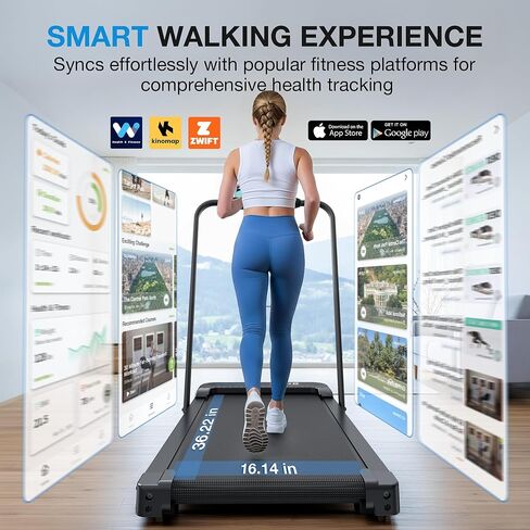 WELLFIT Folding Treadmill with Incline,320+ lbs Capacity Portable Treadmills with Handlebar, Under Desk Treadmill for Home Office,Low Noise Walking Pad with Smart Voice Control for Jogging Running in Kuwait