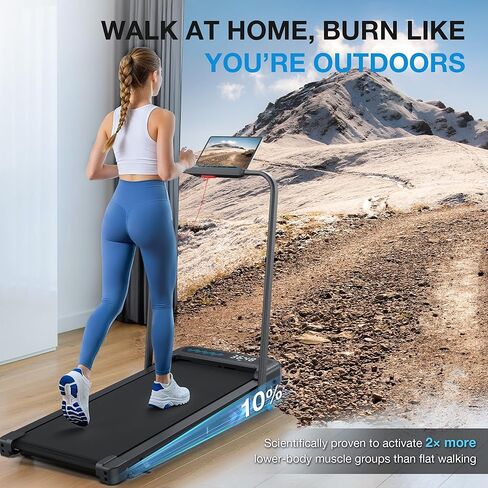 WELLFIT Folding Treadmill with Incline,320+ lbs Capacity Portable Treadmills with Handlebar, Under Desk Treadmill for Home Office,Low Noise Walking Pad with Smart Voice Control for Jogging Running in Kuwait