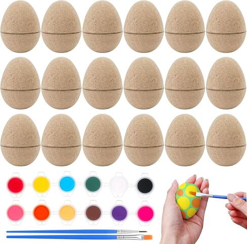 20 Pcs Paper Mache Easter Eggs DIY Easter Craft Eggs Empty Fillable Paintable Unfinished Paper Mache Eggs DIY Eggs Ornament for Easter Egg Hunt Surprise Eggs Easter DIY Craft Decorations Ornaments in Kuwait