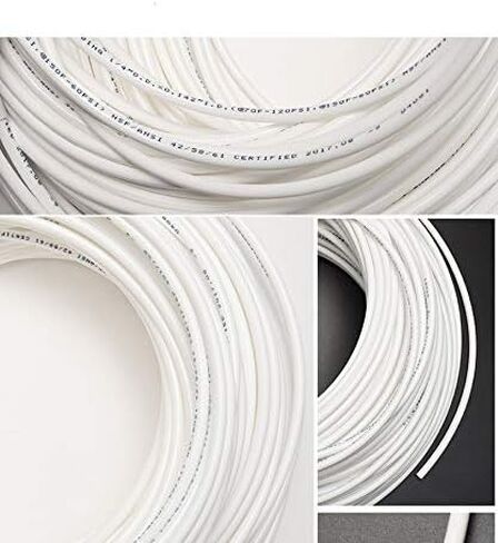 White 1/4" RO Tubing at 70°F-120PSI to 150°F-60PSI 1/4" Flexible water pipes 1/4-inch Plastic NSF Certified CCK Tubing15 Feet) in Saudi Arabia