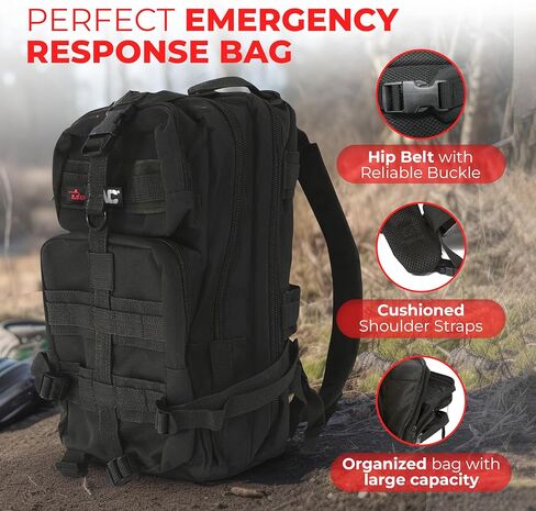 Fully Stocked First Aid Kit with Mylar Rescue Tent, Sleeping Bag, CPR Mask, Survival Gear, Camping Essentials, Travel First Aid Kit, Emergency Supplies & Medical Supplies – Black in Saudi Arabia