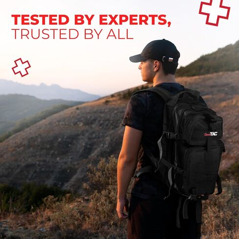 Fully Stocked First Aid Kit with Mylar Rescue Tent, Sleeping Bag, CPR Mask, Survival Gear, Camping Essentials, Travel First Aid Kit, Emergency Supplies & Medical Supplies – Black in Saudi Arabia