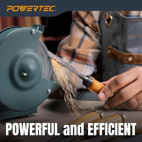 POWERTEC Bench Grinder Wheel + Diamond Wheel Dresser 6 Inch 80 & 150 Grit, Aluminum Oxide Grinding Wheel for Bench Pedestal Grinder, 3/4" Thick 1/2" Arbor, Sharpening Shaping Blade, Chisel, Drill Bits in Saudi Arabia