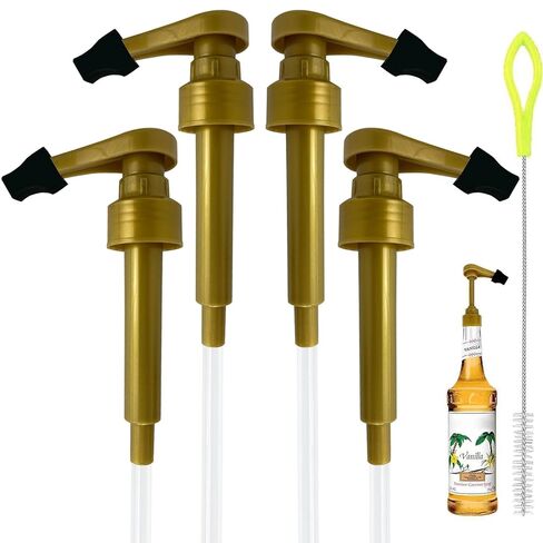 Syrup Pumps for Monin 750ml Glass Bottles Only with Tip Cover Included Gold, 4 Packs in Saudi Arabia