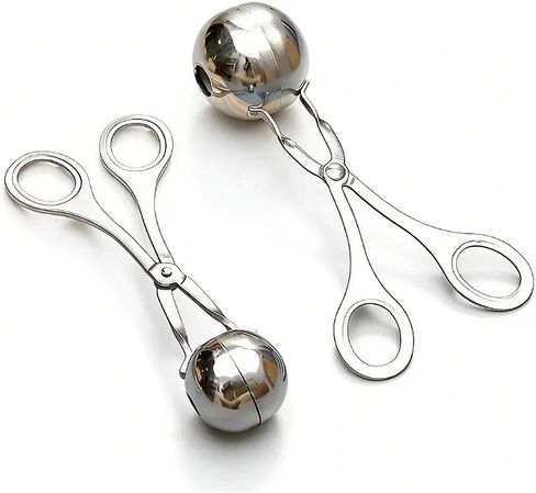 مغرفة كرات اللحم المصنوعة من الفولاذ المقاوم للصدأ، 1.4 بوصة، مكبس كرات اللحم والكعك، مغرفة مناسبة للطعام للكرات الصغيرة وكرات السمك والخبز in Kuwait