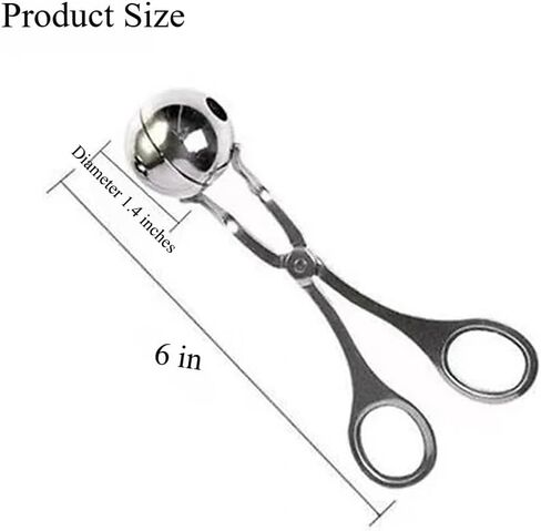 مغرفة كرات اللحم المصنوعة من الفولاذ المقاوم للصدأ، 1.4 بوصة، مكبس كرات اللحم والكعك، مغرفة مناسبة للطعام للكرات الصغيرة وكرات السمك والخبز in Kuwait