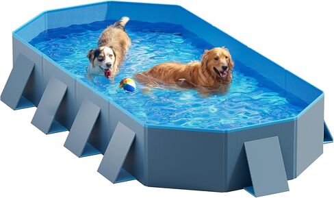 Peteast Dog Pool for Large Dogs, Foldable Hard Plastic, 71 x 39 x 12 in in Kuwait