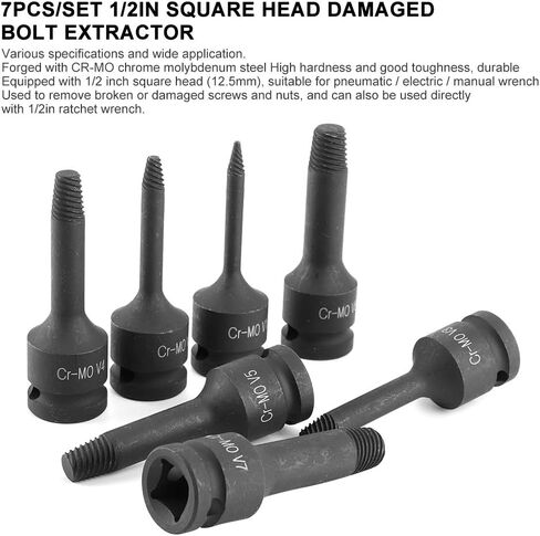 7pcs Damaged Thread Extractor, Pipe Screw Extractor Set Broken Bolt Water Pipe Remover Set Screw Easy Out Set Broken Bolt Remover Tool For Auto Repair Machine Repair in Kuwait
