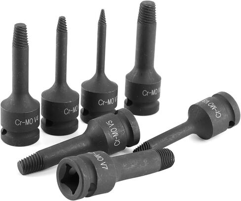 7pcs Damaged Thread Extractor, Pipe Screw Extractor Set Broken Bolt Water Pipe Remover Set Screw Easy Out Set Broken Bolt Remover Tool For Auto Repair Machine Repair in Kuwait