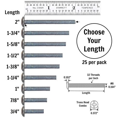 Cabinet Knob & Pull Machine Screws 25-pk (8-32 x 1-1/4") or Choose Your Length; Fasteners for Kitchen & Bathroom Drawer & Door Hardware in Saudi Arabia