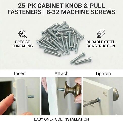Cabinet Knob & Pull Machine Screws 25-pk (8-32 x 1-1/4") or Choose Your Length; Fasteners for Kitchen & Bathroom Drawer & Door Hardware in Saudi Arabia