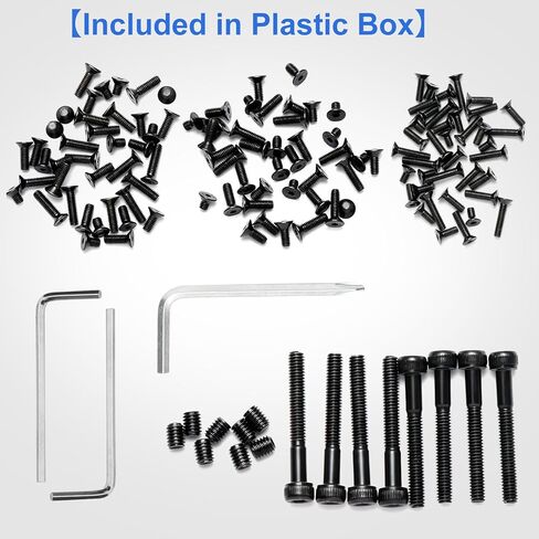 مجموعة براغي ريد دوت، M3/M3.5/M4 توركس مضادة للتجريد ومسامير سداسية M4، طول 6 مم/8 مم/10 مم/12 مم/14 مم، براغي مفتاح توركس قياسية، 8 قطع لكل حجم، مع أدوات التثبيت متضمنة (136 براغي، أسود) in Kuwait