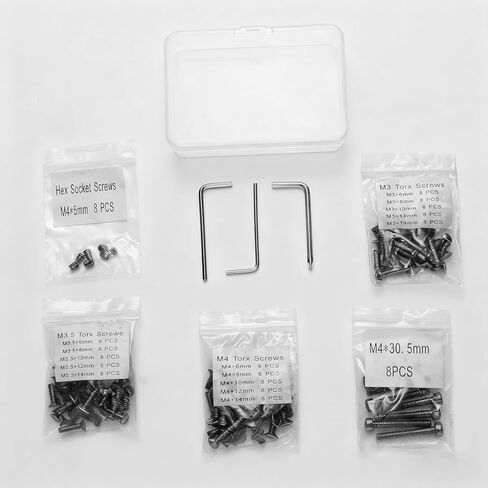 مجموعة براغي ريد دوت، M3/M3.5/M4 توركس مضادة للتجريد ومسامير سداسية M4، طول 6 مم/8 مم/10 مم/12 مم/14 مم، براغي مفتاح توركس قياسية، 8 قطع لكل حجم، مع أدوات التثبيت متضمنة (136 براغي، أسود) in Kuwait