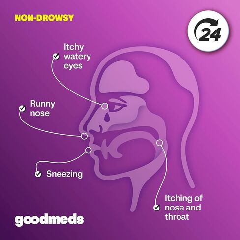 ValuMeds GoodMeds Compare to Allegra | Fexofenadine HCl 180mg | 24-Hour Allergy Relief, Non-Drowsy Antihistamine Generic Medicine for Allergies, Hay Fever, Itchy Eyes | for Kids & Adults (120 Count) in Kuwait