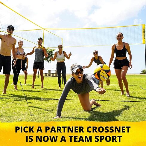 مجموعة شبكة كرة طائرة ذات 4 اتجاهات من CROSSNET مع حقيبة ظهر قابلة للتعديل وكرة رسمية إعداد سريع للعب الكرة الطائرة في الهواء الطلق للبالغين والأطفال، 4 شبكة كرة طائرة مربعة للعب في الفناء الخلفي والشاطئ والحديقة in Kuwait