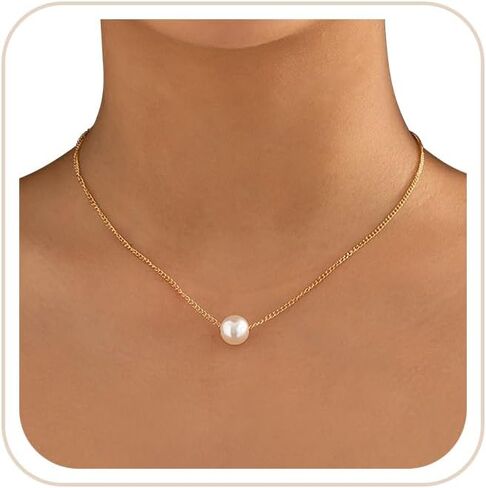 Daisy Necklace for Women Layered Pearl Necklace Set, Dainty 14k Gold Pearl Choker Flower Necklaces as Summer Flower Jewelry, Trendy Gold Necklace as Birthday Beach Gifts for Her in Kuwait