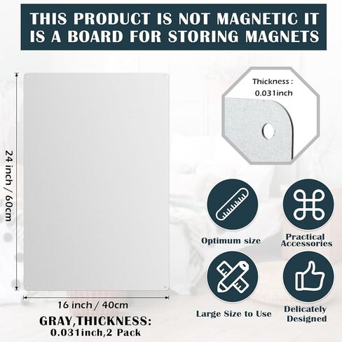 Ireer 2 Pcs 16"x24" Magnetic Board-memo Board for Home, Office, Kitchen and Classroom-Magnet Bulletin Board Display Magnetic Letters Numbers Animal, Calendar, Notes, Photos, Suitable for Wall (Gray) in Kuwait