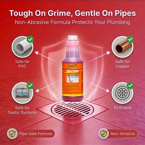 HDJ Drain Odor Eliminator & Cleaner, Concentrated Treatment Purifies, Cleans and Removes Foul Odors, For Kitchen Sink, Floor Drain, Trash Room, Compactor and Sump Pit, Biodegradable, 32 oz in Kuwait