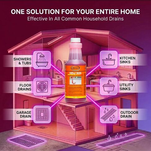 HDJ Drain Odor Eliminator & Cleaner, Concentrated Treatment Purifies, Cleans and Removes Foul Odors, For Kitchen Sink, Floor Drain, Trash Room, Compactor and Sump Pit, Biodegradable, 32 oz in Kuwait