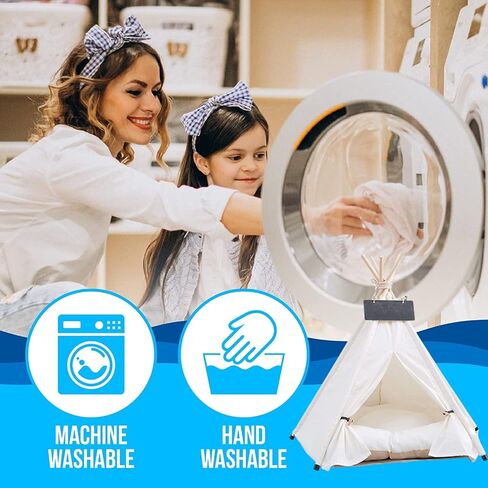 Pet Teepee Tent for Small Dogs & Cats, Portable Puppy Bed with Thick Cushion, Cat Teepee Washable Tent Dog Teepee Bed for Small Pets Up to 25lbs Indoor Outdoor in Kuwait