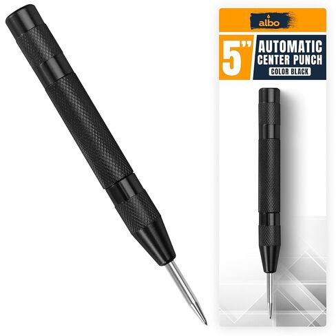ALBO Spring Loaded Center Punch Tool – 5 Inch Automatic Punch for Metal, Wood & Steel – Heavy Duty Drill Punch with Non-Slip Comfort Cap, Galvanized Finish & Precision Tip for Accurate Marking (2pcs) in Kuwait