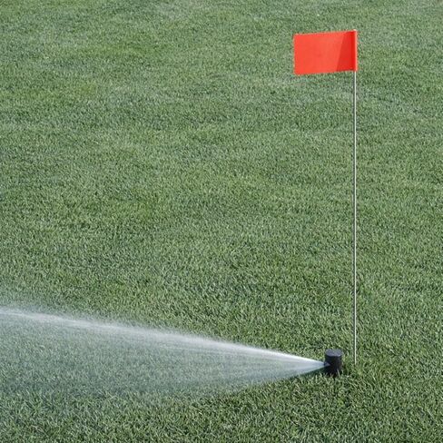Ation 100 Pack Orange Marking Flags 4" x 5" x 30" Yard Marker Flags for Lawn Landscape Survey Flag Sprinkler Outside Irrigation Dog Training Garden Construction Property Line Markers in Saudi Arabia