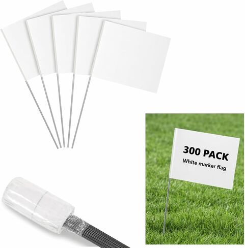Tudomro 300 Pack Sublimation Flags 4 x 5 Inch Lawn Flags Marker with 15 Inch Steel Wire for Lawn Dog Training Landscape Flags, Marker, Irrigation, Sprinkler, Guard Transfer Set Sign Pack in Kuwait
