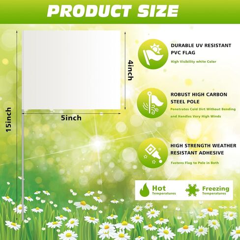 Tudomro 300 Pack Sublimation Flags 4 x 5 Inch Lawn Flags Marker with 15 Inch Steel Wire for Lawn Dog Training Landscape Flags, Marker, Irrigation, Sprinkler, Guard Transfer Set Sign Pack in Kuwait