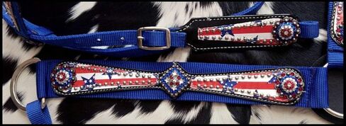 Showman Nylon Headstall & Breast Collar Set w/Stars & Stripes Print Overlay in Saudi Arabia