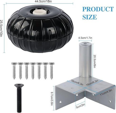 Dock Bumpers Wheel, Dock Corner Bumper Wheel for Docking Pontoon Boat, 18'' Inflatable Dock Fender Wheels,Can Roll Smoothly, Includes Heavy-Duty Hardware, Air Pump and Cover (Black, 18 inch diameter) in Saudi Arabia