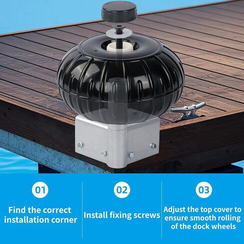 Dock Bumpers Wheel, Dock Corner Bumper Wheel for Docking Pontoon Boat, 18'' Inflatable Dock Fender Wheels,Can Roll Smoothly, Includes Heavy-Duty Hardware, Air Pump and Cover (Black, 18 inch diameter) in Saudi Arabia