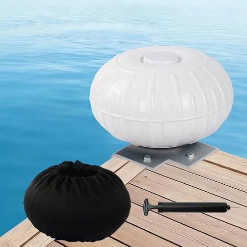 Dock Bumpers Wheel, Dock Corner Bumper Wheel for Docking Pontoon Boat, 18'' Inflatable Dock Fender Wheels,Can Roll Smoothly, Includes Heavy-Duty Hardware, Air Pump and Cover (Black, 18 inch diameter) in Saudi Arabia