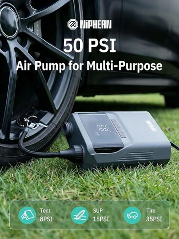 Niphean Electric Paddle Board Pump 50 PSI Air Pump with Dual Stage Auto Inflation & Deflation, 12V DC Car Connector Portable SUP Pump for Stand Up Paddle Board, Kayak, Boats, Tent and Tires in Kuwait