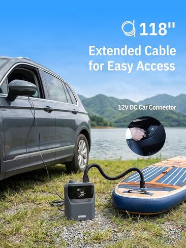 Niphean Electric Paddle Board Pump 50 PSI Air Pump with Dual Stage Auto Inflation & Deflation, 12V DC Car Connector Portable SUP Pump for Stand Up Paddle Board, Kayak, Boats, Tent and Tires in Kuwait