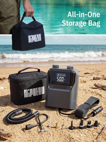 Niphean Electric Paddle Board Pump 50 PSI Air Pump with Dual Stage Auto Inflation & Deflation, 12V DC Car Connector Portable SUP Pump for Stand Up Paddle Board, Kayak, Boats, Tent and Tires in Kuwait