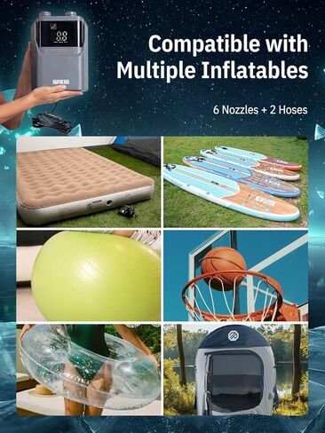 Niphean Electric Paddle Board Pump 50 PSI Air Pump with Dual Stage Auto Inflation & Deflation, 12V DC Car Connector Portable SUP Pump for Stand Up Paddle Board, Kayak, Boats, Tent and Tires in Kuwait