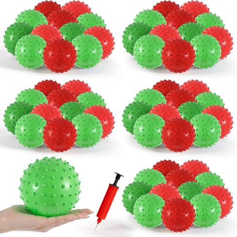 Junkin 100 Pack Knobby Balls Bulk 5.5 Inch Sensory Balls Bouncy Balls with Air Pump Set Plastic Balls Small Inflatable Ball Spiky Massage Stress Balls Fidget Toys Playground Balls for Party Favors in Kuwait