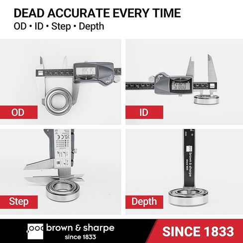 أداة قياس الفرجار الرقمي من Brown & Sharpe، ميكرومتر رقمي بفرجار رنيه من الفولاذ المقاوم للصدأ مقاس 8 بوصات بدقة 0.0005 بوصة/0.01 مم، IP67، فرجار منزلق إلكتروني للمختبر، المصنع، DIY in Saudi Arabia