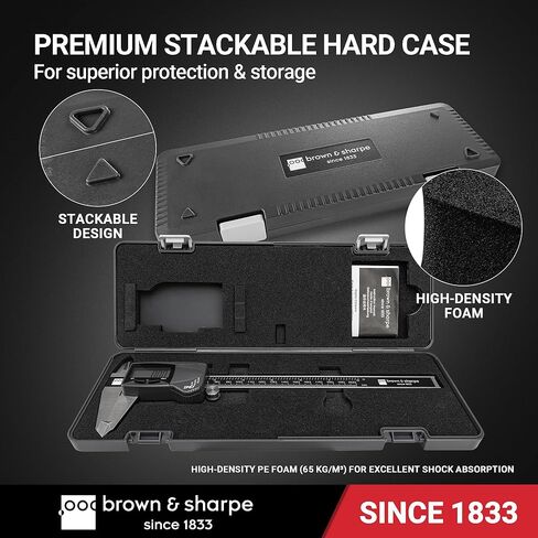 أداة قياس الفرجار الرقمي من Brown & Sharpe، ميكرومتر رقمي بفرجار رنيه من الفولاذ المقاوم للصدأ مقاس 8 بوصات بدقة 0.0005 بوصة/0.01 مم، IP67، فرجار منزلق إلكتروني للمختبر، المصنع، DIY in Saudi Arabia