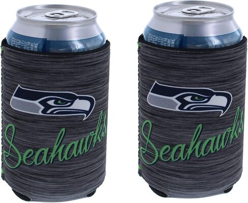 Football Team Logo Can Holder Drink Coozie Beverage Insulator 2-Pack (Seattle (Seahawks) - Active Static) in Kuwait